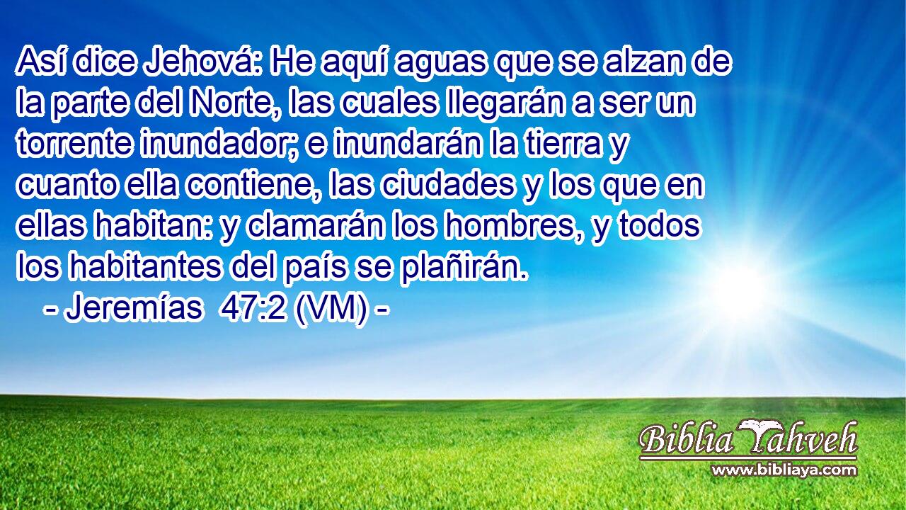  Así dice Jehová: He aquí aguas que se alzan de la parte del Norte, las cuales llegarán a ser un torrente inundador; e inundarán la tierra y cuanto ella contiene, las ciudades y los que en ellas habitan: y clamarán los hombres, y todos los habitantes del país se plañirán. 