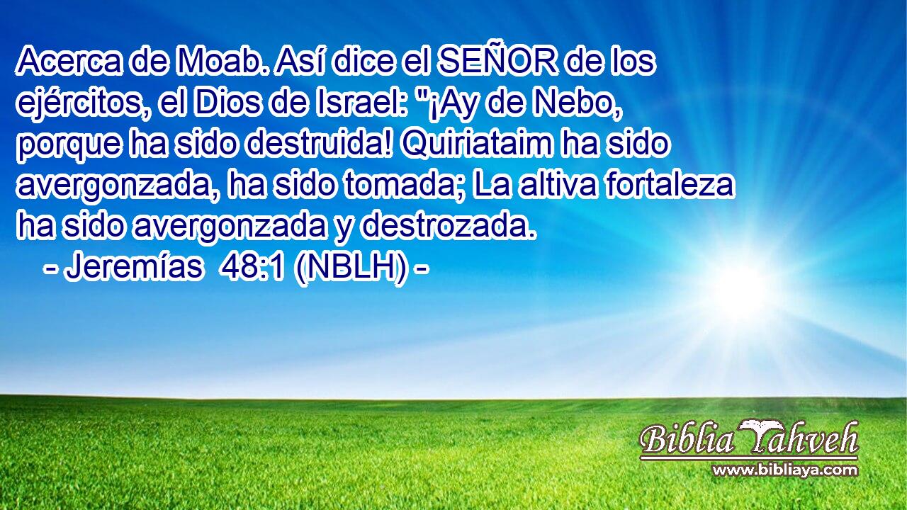  Acerca de Moab. Así dice el SEÑOR de los ejércitos, el Dios de Israel: 
