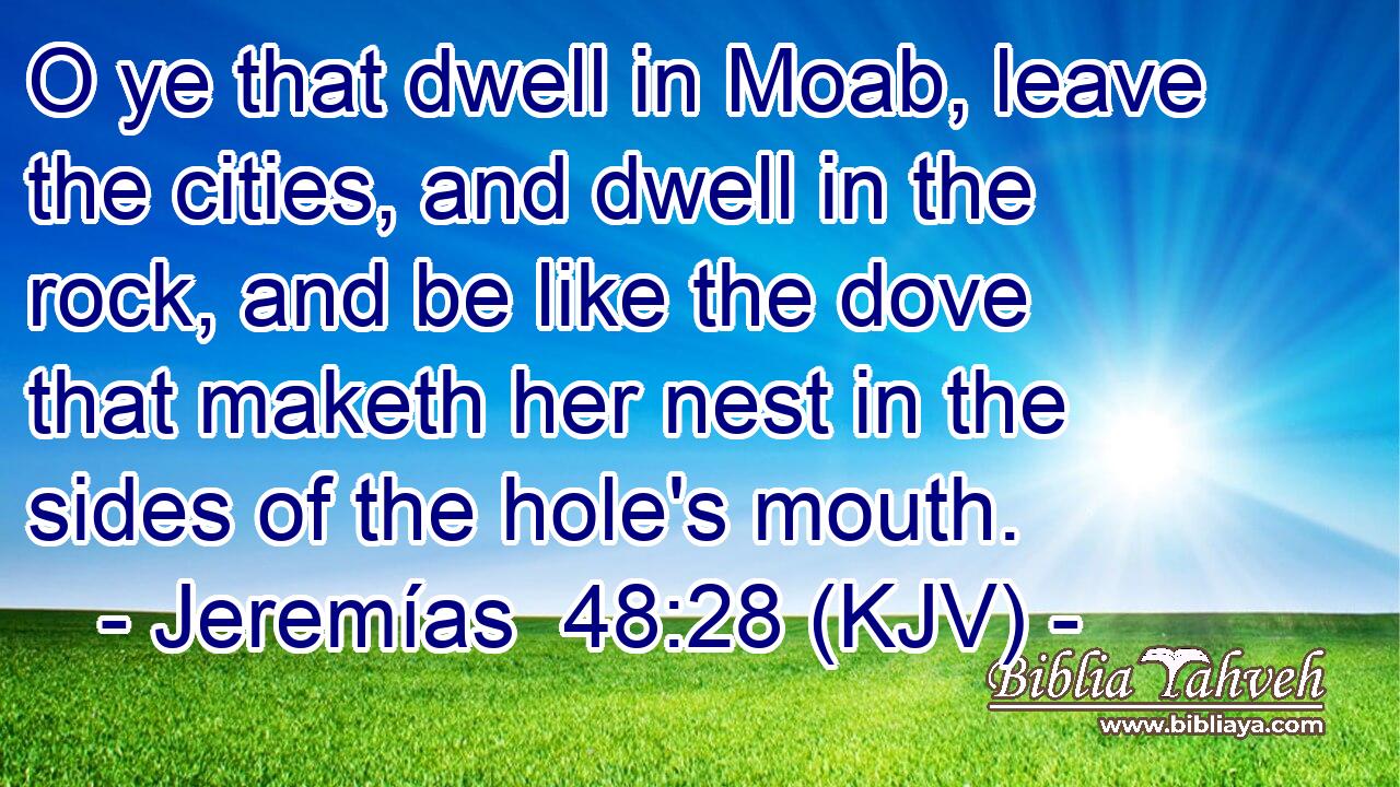 O ye that dwell in Moab, leave the cities, and dwell in the rock, and be like the dove that maketh her nest in the sides of the hole's mouth.