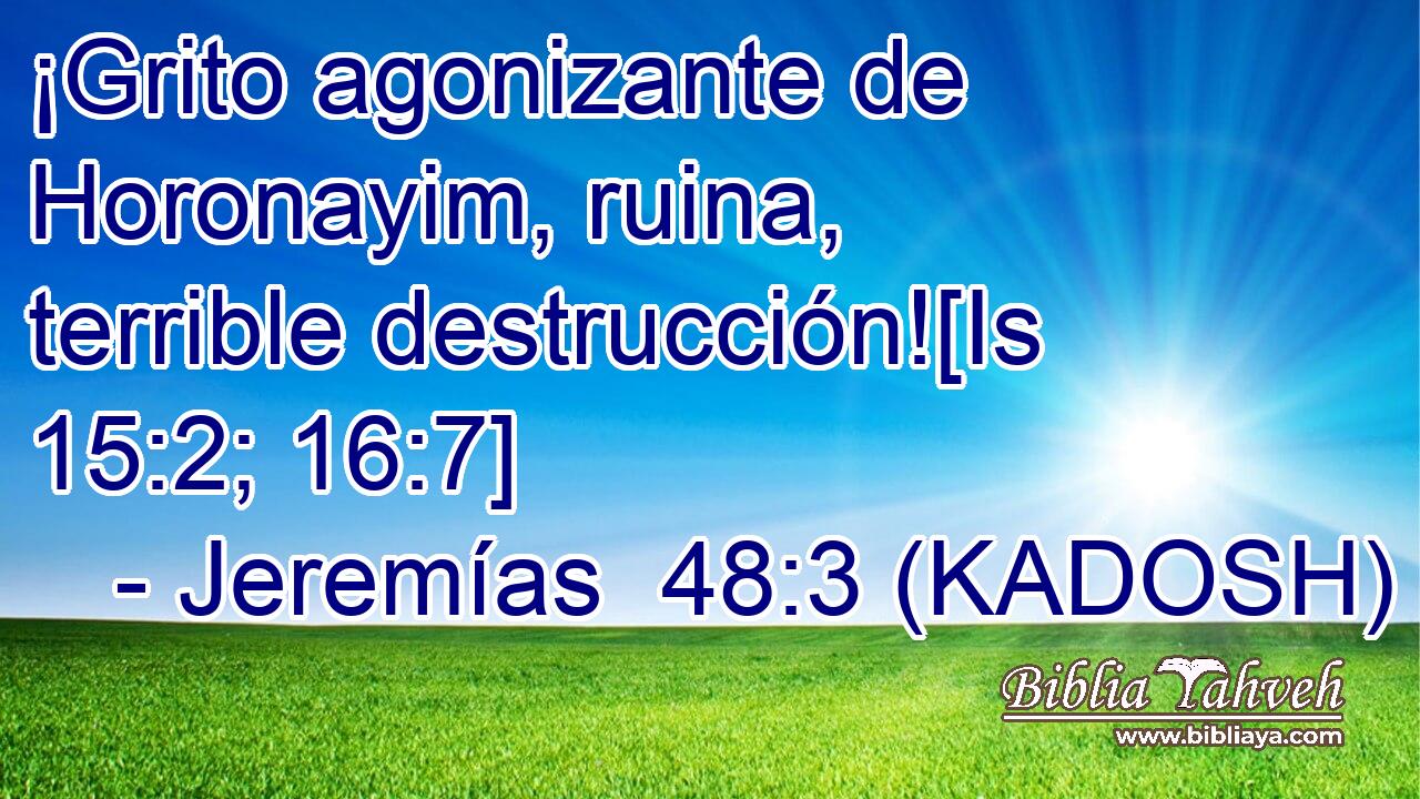  ¡Grito agonizante de Horonayim, ruina, terrible destrucción![Is 15:2; 16:7] 