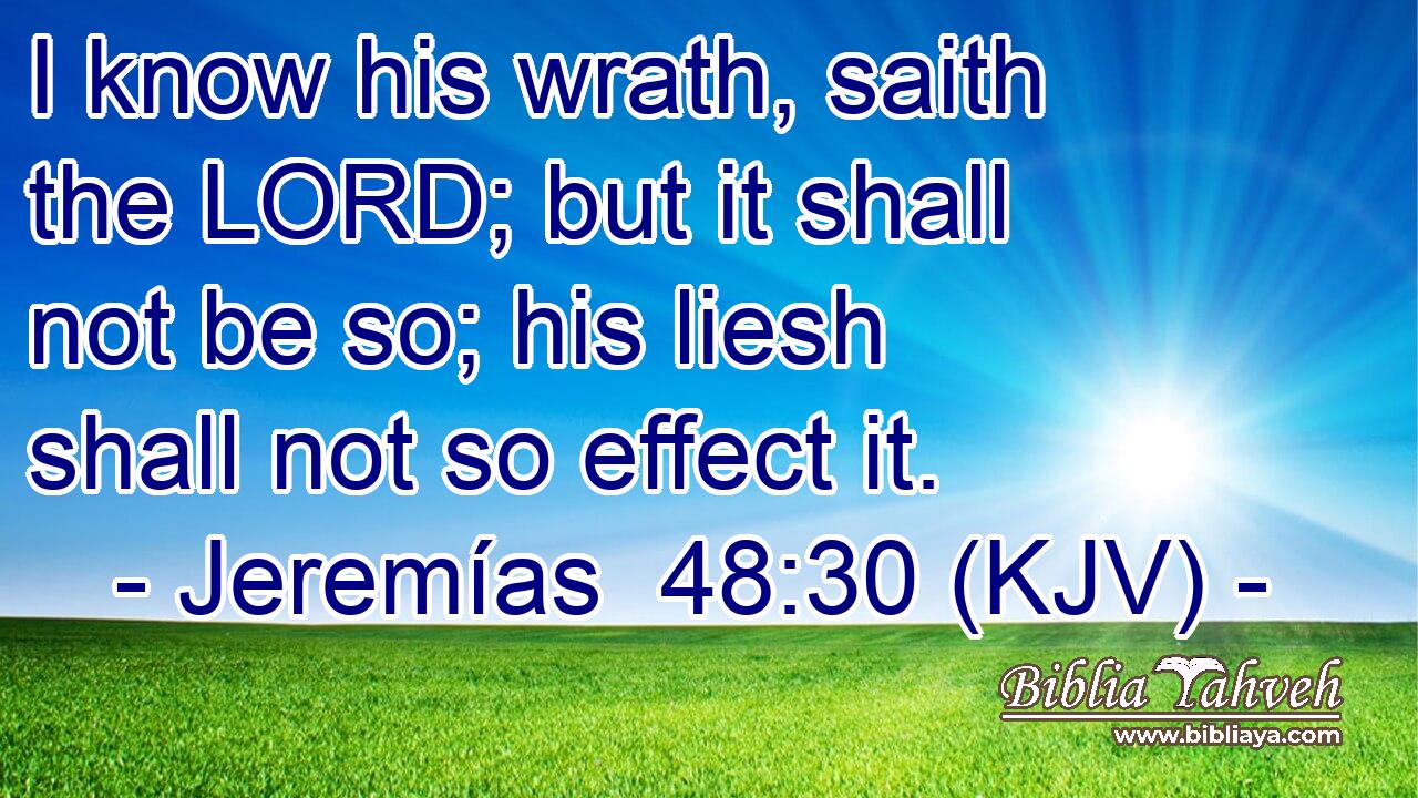 I know his wrath, saith the LORD; but it shall not be so; his liesh shall not so effect it.