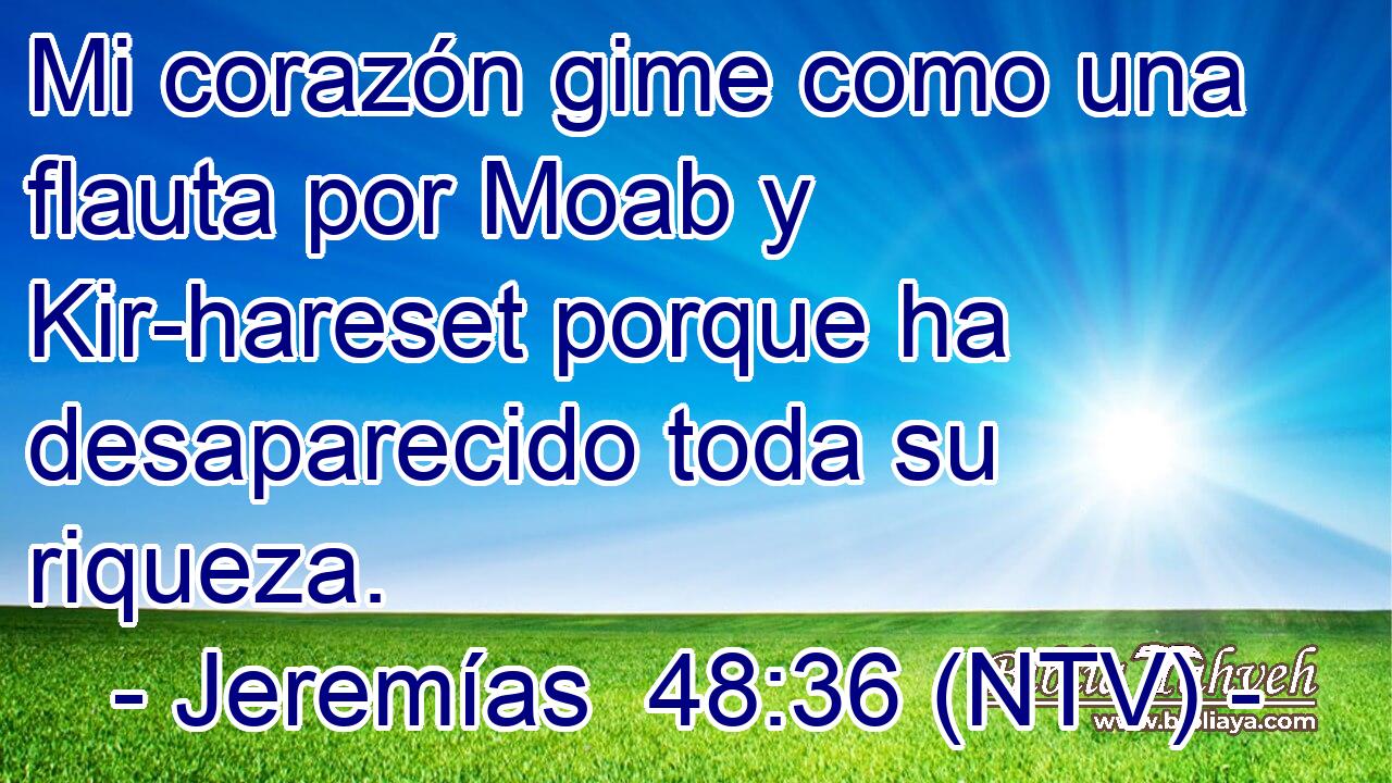 Mi corazón gime como una flauta por Moab y Kir-hareset porque ha desaparecido toda su riqueza.