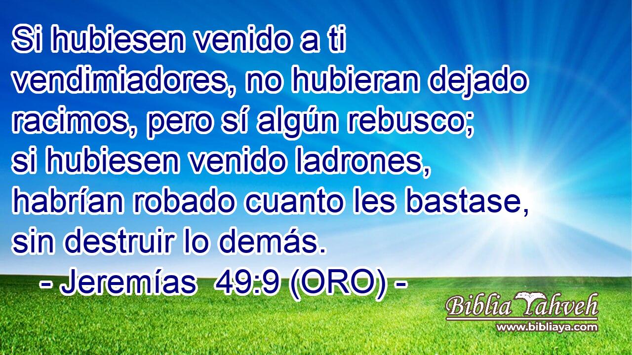  Si hubiesen venido a ti vendimiadores, no hubieran dejado racimos, pero sí algún rebusco; si hubiesen venido ladrones, habrían robado cuanto les bastase, sin destruir lo demás. 
