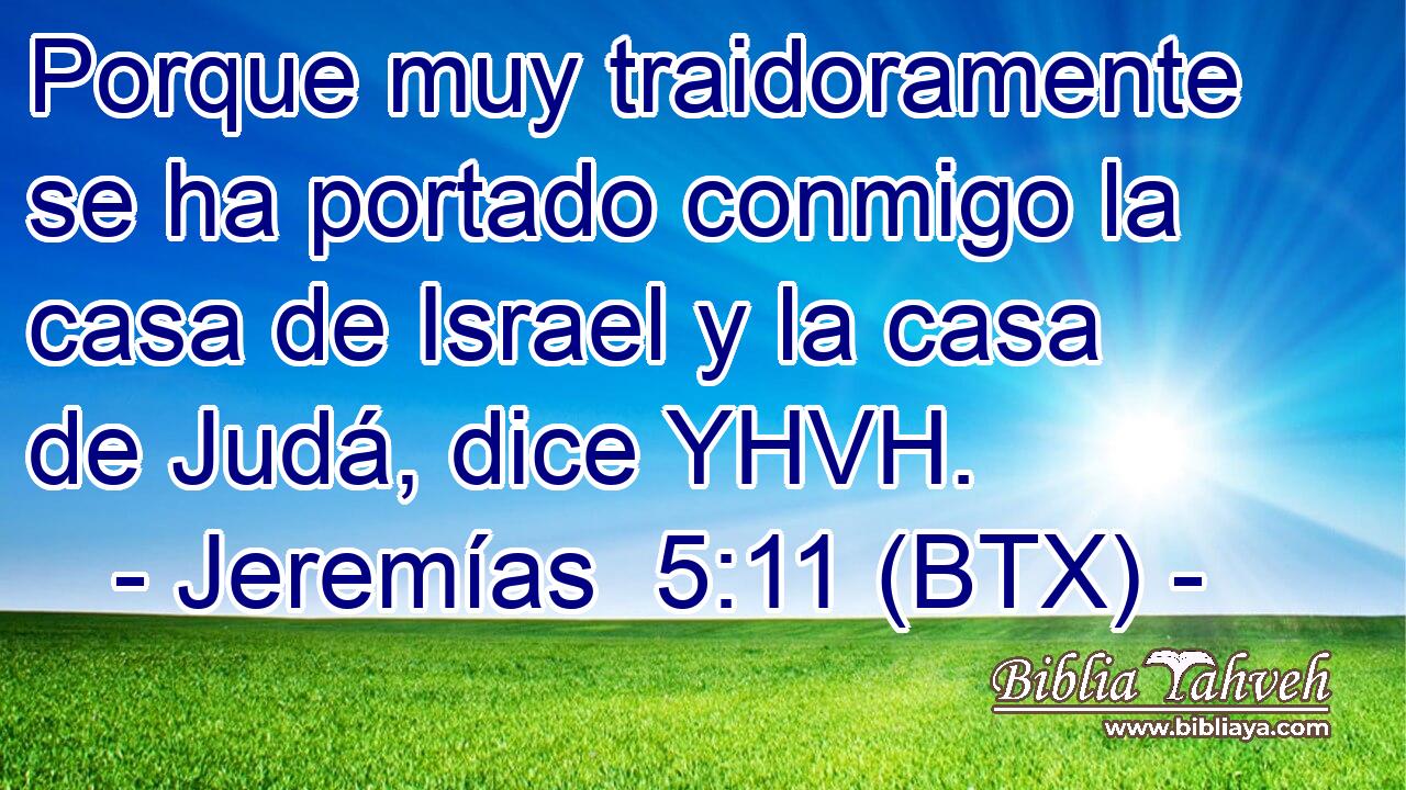 Porque muy traidoramente se ha portado conmigo la casa de Israel y la casa de Judá, dice YHVH.