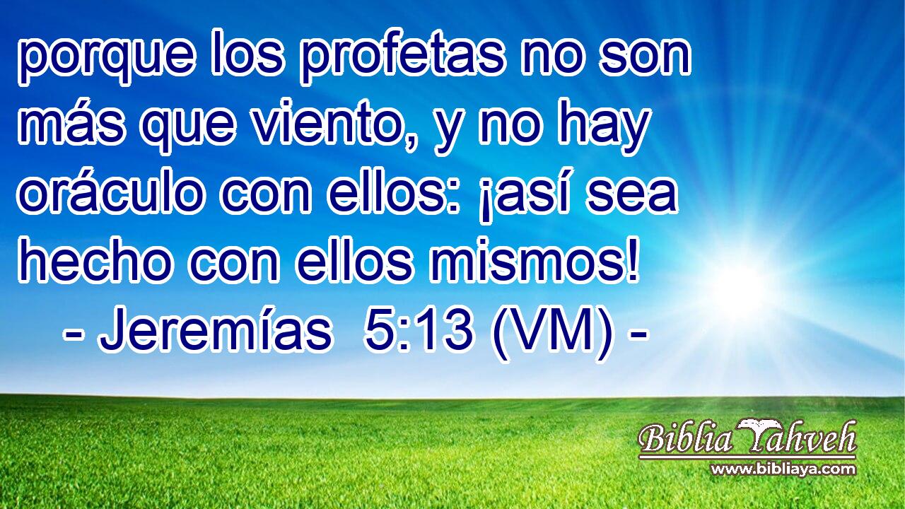  porque los profetas no son más que viento, y no hay oráculo con ellos: ¡así sea hecho con ellos mismos! 
