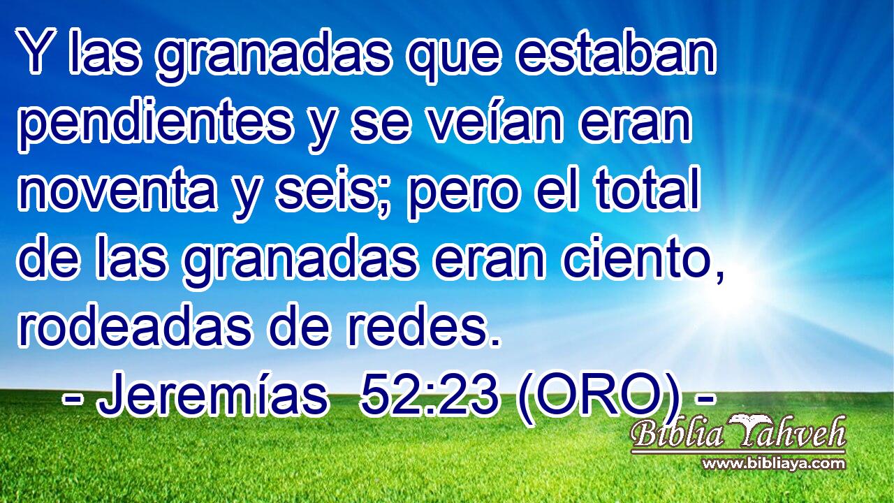  Y las granadas que estaban pendientes y se veían eran noventa y seis; pero el total de las granadas eran ciento, rodeadas de redes. 
