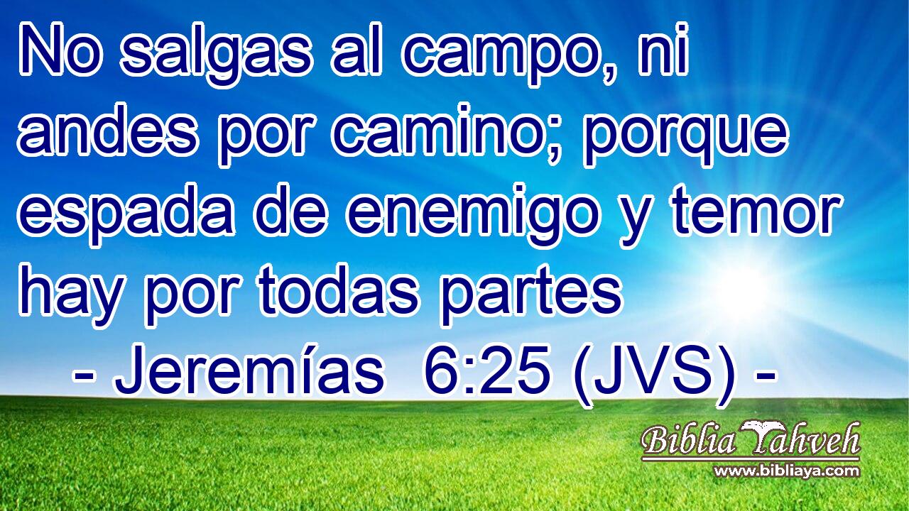 No salgas al campo, ni andes por camino; porque espada de enemigo y temor hay por todas partes