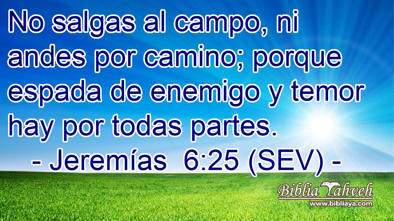 No salgas al campo, ni andes por camino; porque espada de enemigo y temor hay por todas partes.