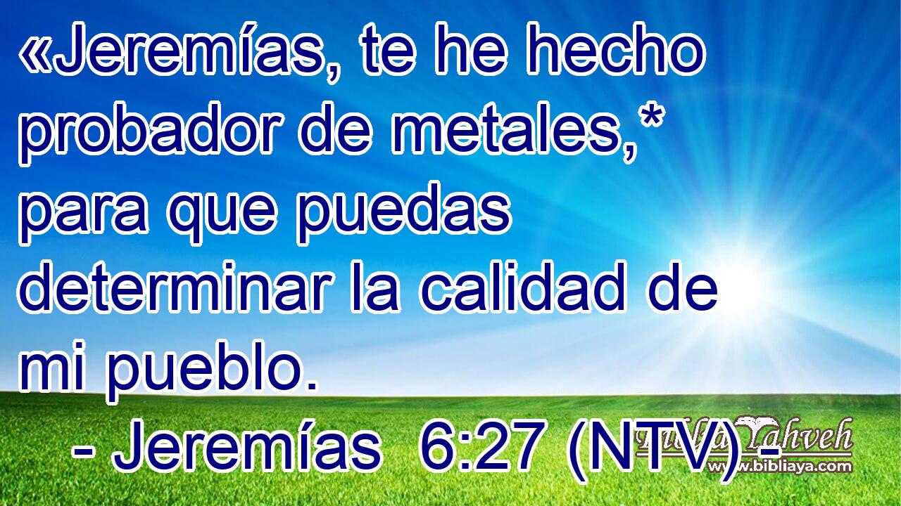 «Jeremías, te he hecho probador de metales,* para que puedas determinar la calidad de mi pueblo.
