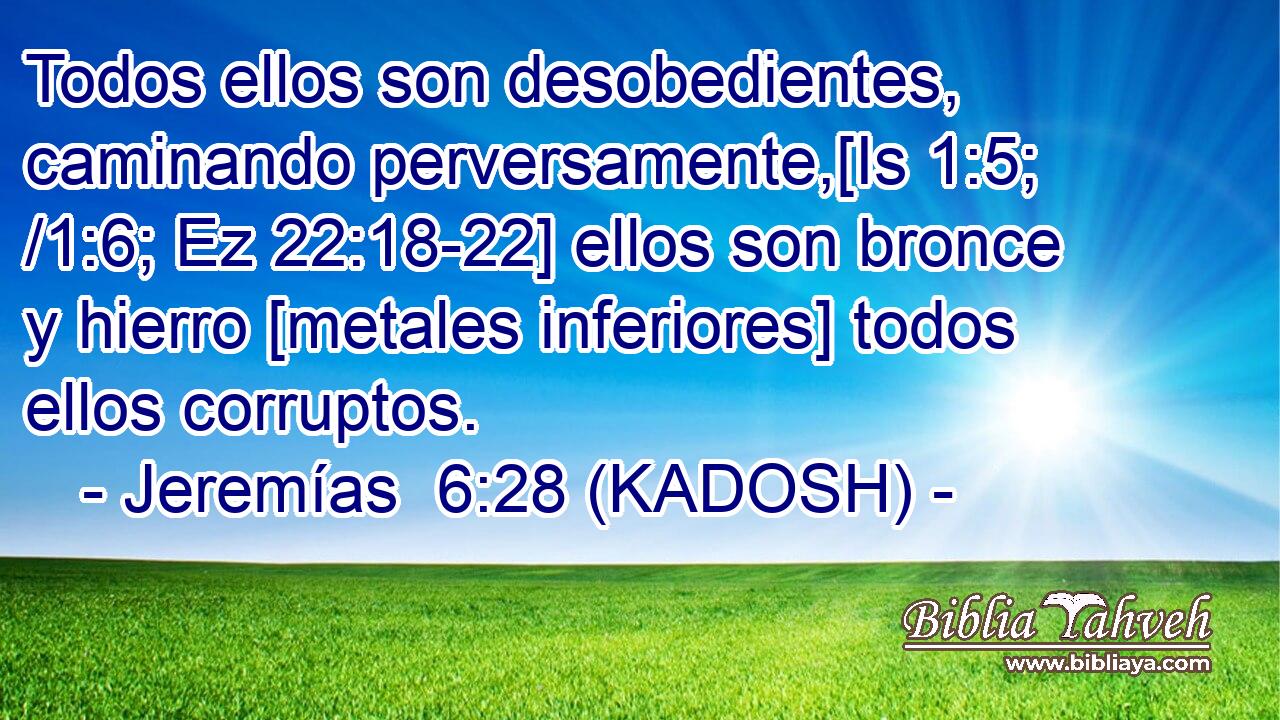  Todos ellos son desobedientes, caminando perversamente,[Is 1:5; /1:6; Ez 22:18-22] ellos son bronce y hierro [metales inferiores] todos ellos corruptos. 