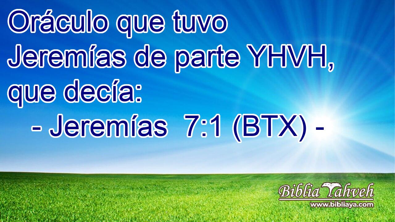 Oráculo que tuvo Jeremías de parte YHVH, que decía:
