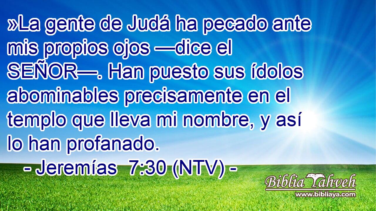 »La gente de Judá ha pecado ante mis propios ojos —dice el SEÑOR—. Han puesto sus ídolos abominables precisamente en el templo que lleva mi nombre, y así lo han profanado.