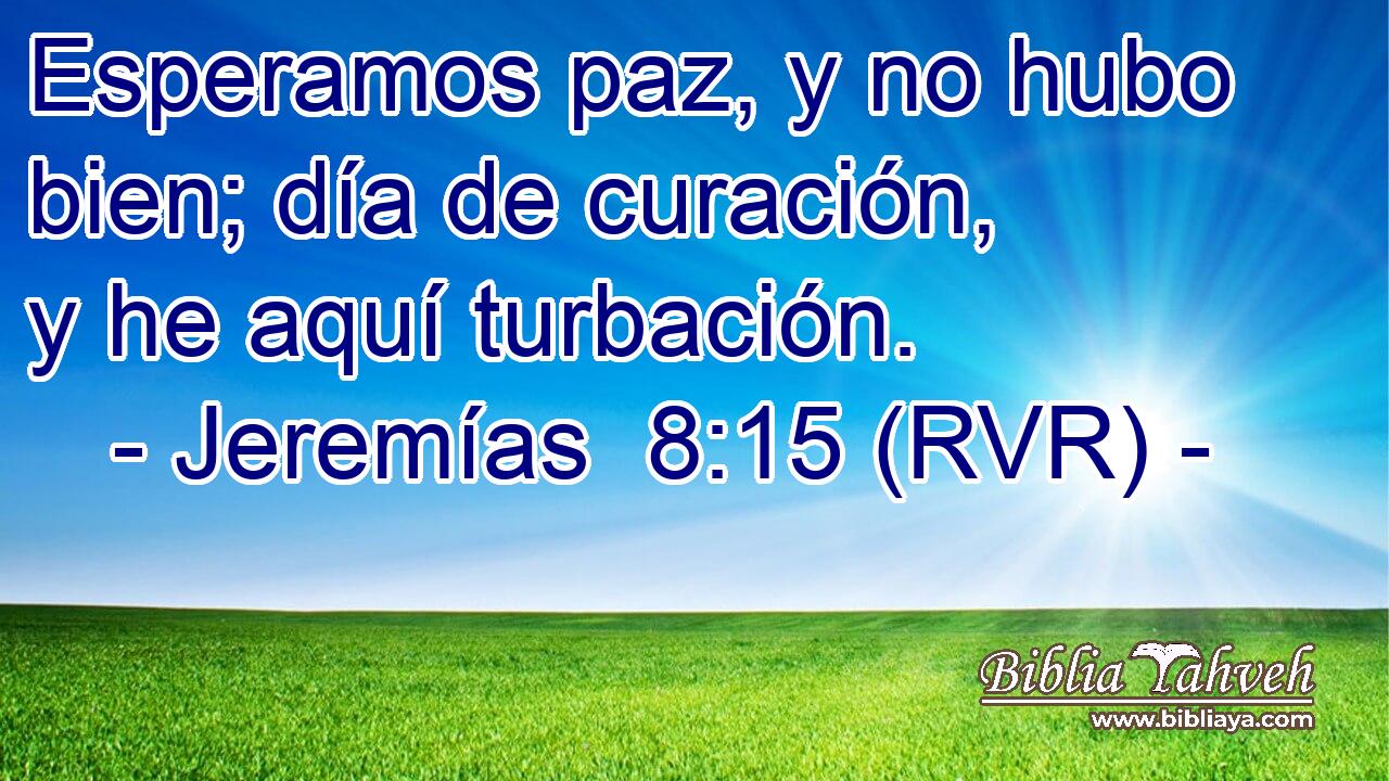 Esperamos paz, y no hubo bien; día de curación, y he aquí turbación.