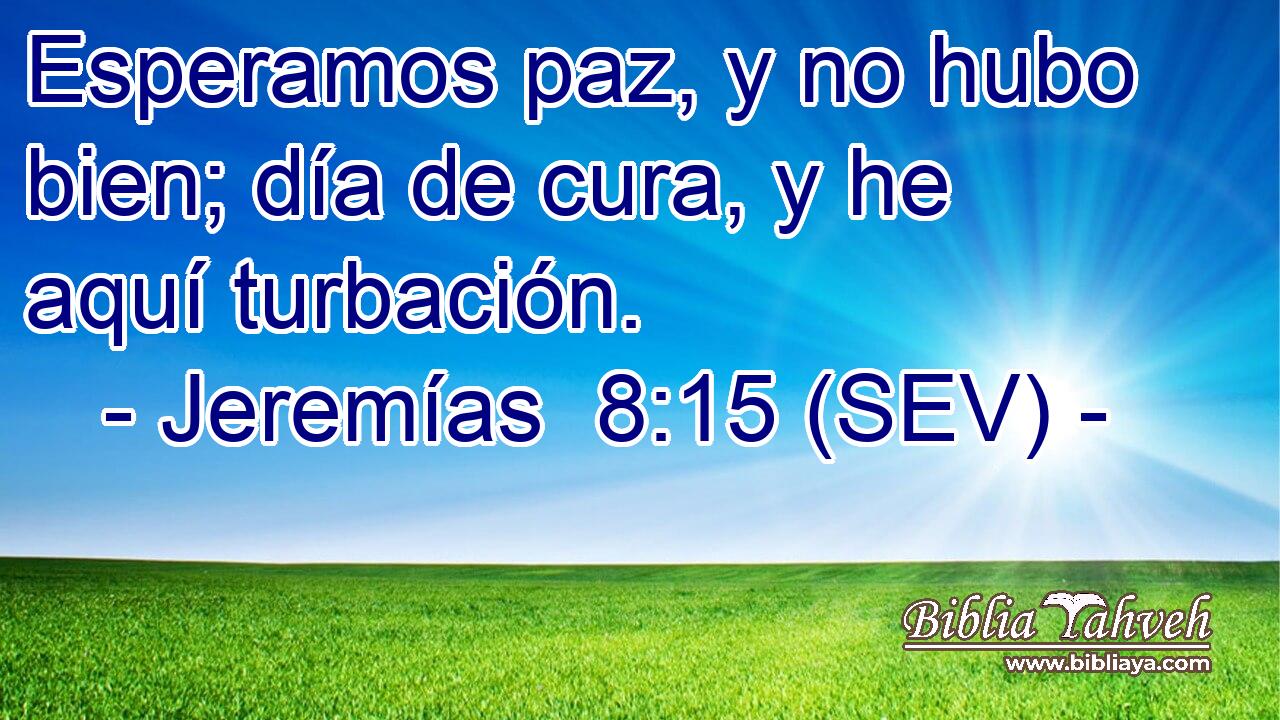 Esperamos paz, y no hubo bien; día de cura, y he aquí turbación.
