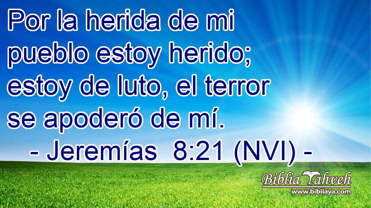 Por la herida de mi pueblo estoy herido; estoy de luto, el terror se apoderó de mí. 