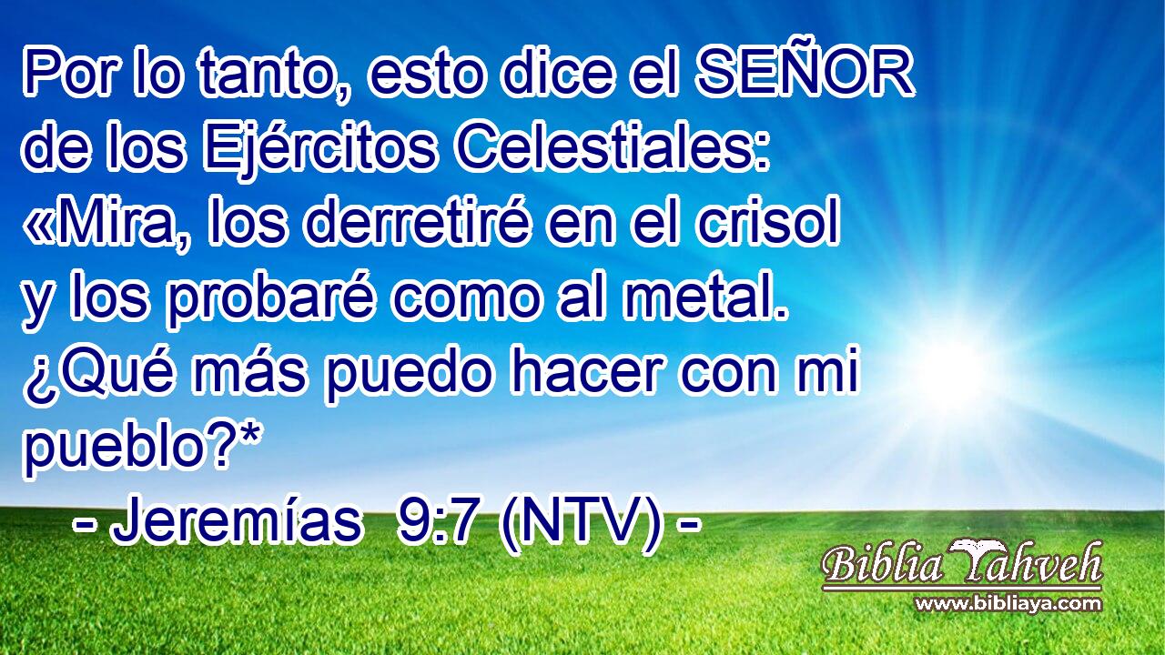 Por lo tanto, esto dice el SEÑOR de los Ejércitos Celestiales: «Mira, los derretiré en el crisol y los probaré como al metal. ¿Qué más puedo hacer con mi pueblo?*