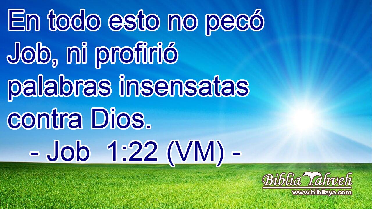  En todo esto no pecó Job, ni profirió palabras insensatas contra Dios. 