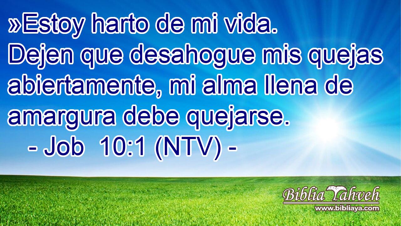 »Estoy harto de mi vida. Dejen que desahogue mis quejas abiertamente, mi alma llena de amargura debe quejarse.