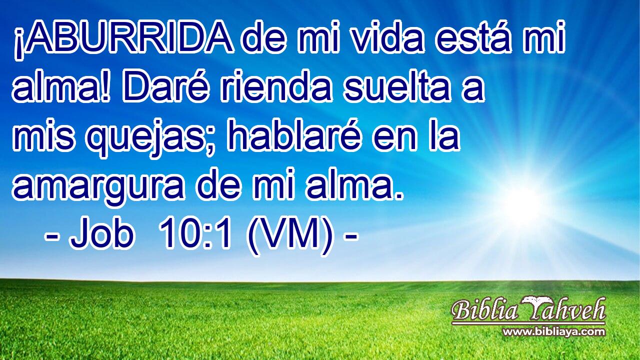  ¡ABURRIDA de mi vida está mi alma! Daré rienda suelta a mis quejas; hablaré en la amargura de mi alma. 