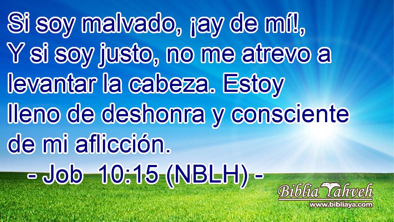  Si soy malvado, ¡ay de mí!, Y si soy justo, no me atrevo a levantar la cabeza. Estoy lleno de deshonra y consciente de mi aflicción. 