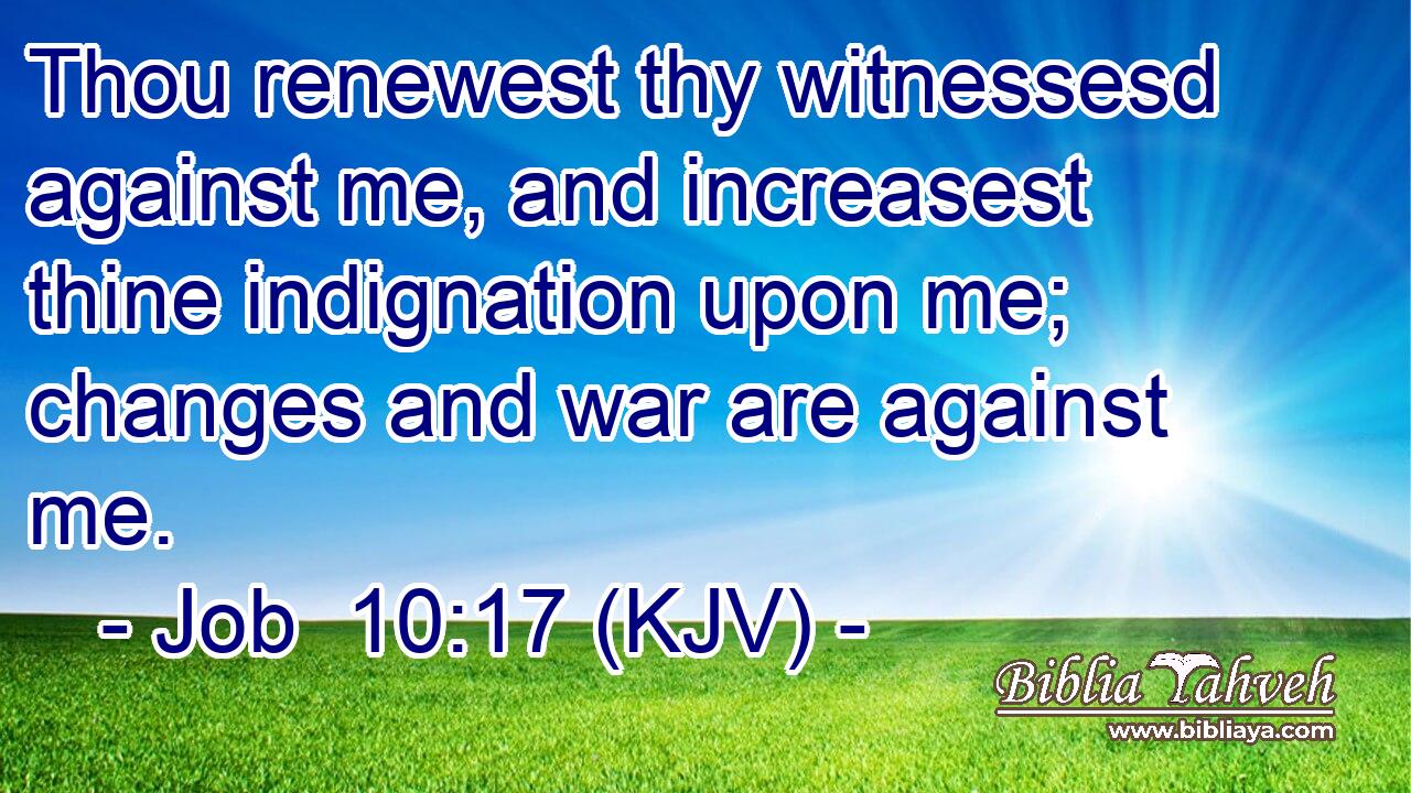 Thou renewest thy witnessesd against me, and increasest thine indignation upon me; changes and war are against me.