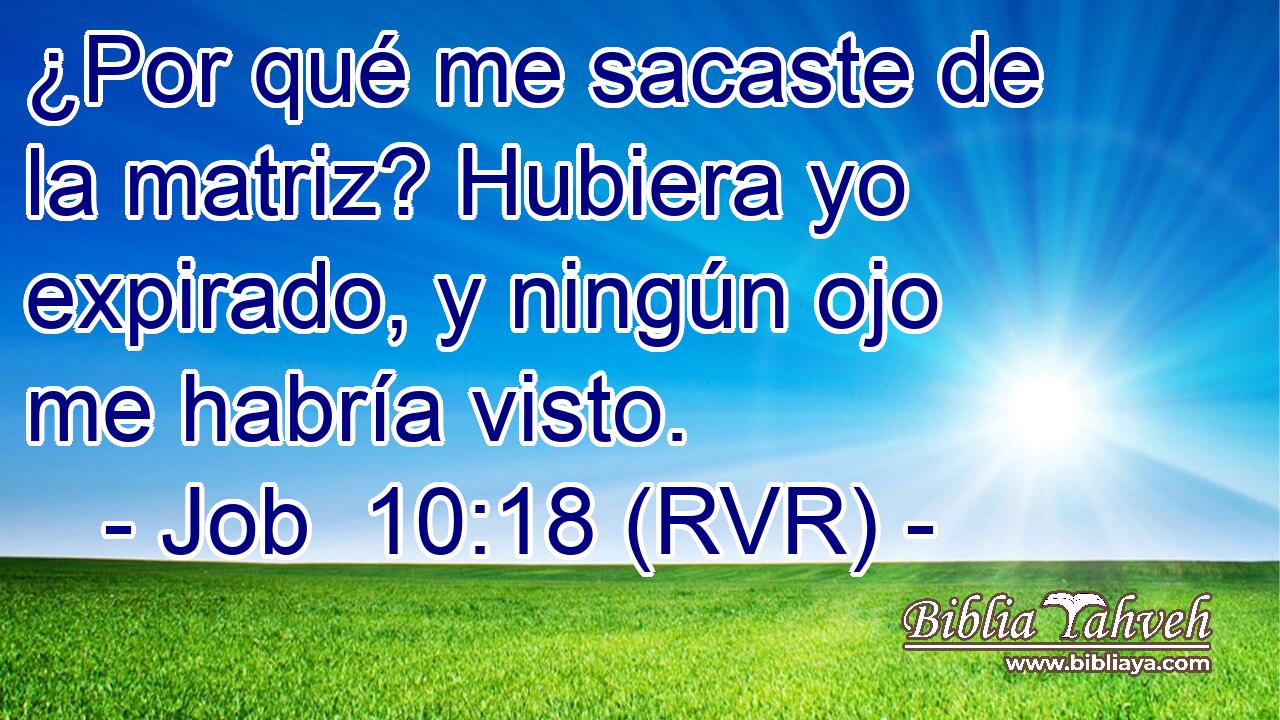 ¿Por qué me sacaste de la matriz? Hubiera yo expirado, y ningún ojo me habría visto.