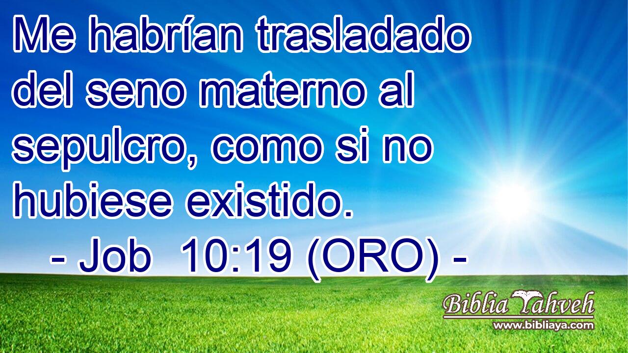  Me habrían trasladado del seno materno al sepulcro, como si no hubiese existido. 