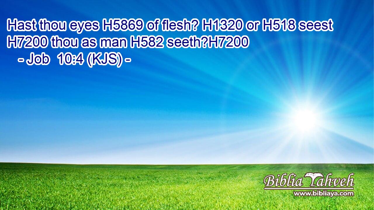 Hast thou eyes H5869 of flesh? H1320 or H518 seest H7200 thou as man H582 seeth?H7200