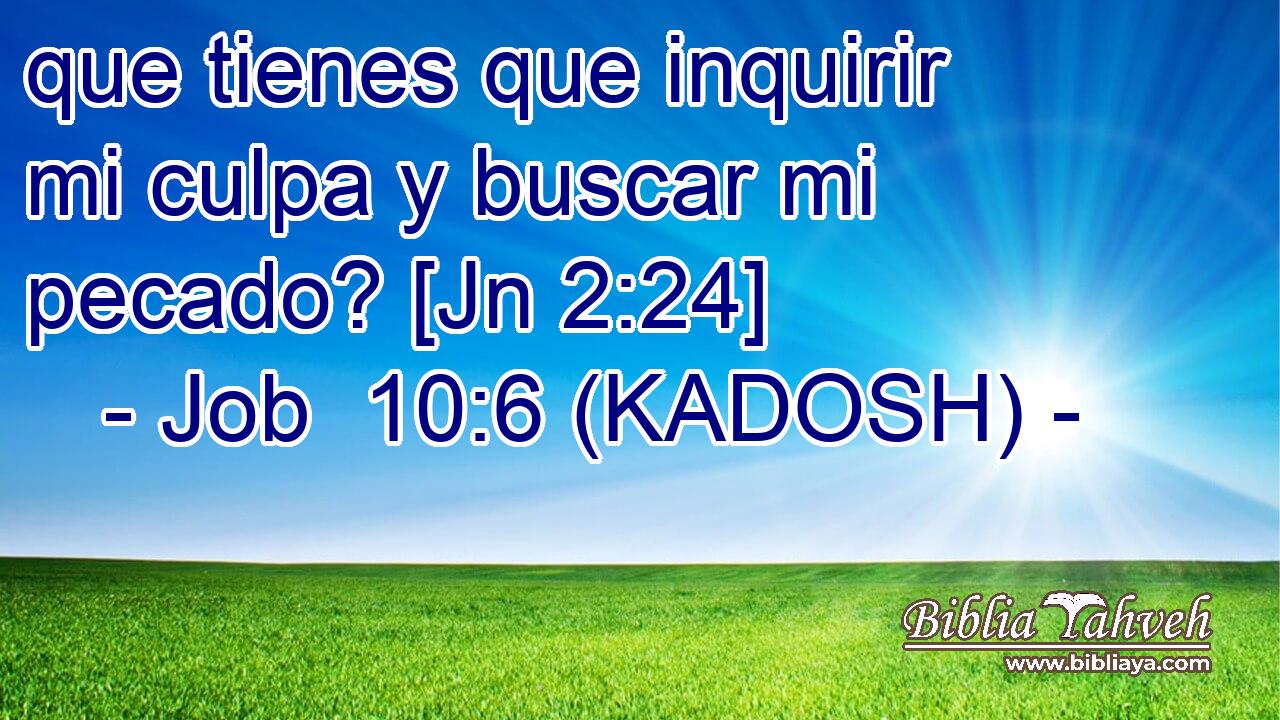  que tienes que inquirir mi culpa y buscar mi pecado? [Jn 2:24] 