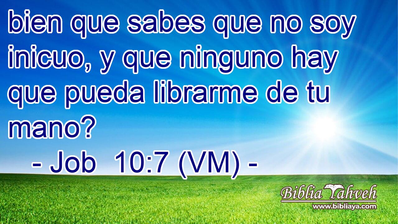  bien que sabes que no soy inicuo, y que ninguno hay que pueda librarme de tu mano? 