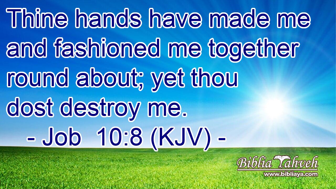 Thine hands have made me and fashioned me together round about; yet thou dost destroy me.