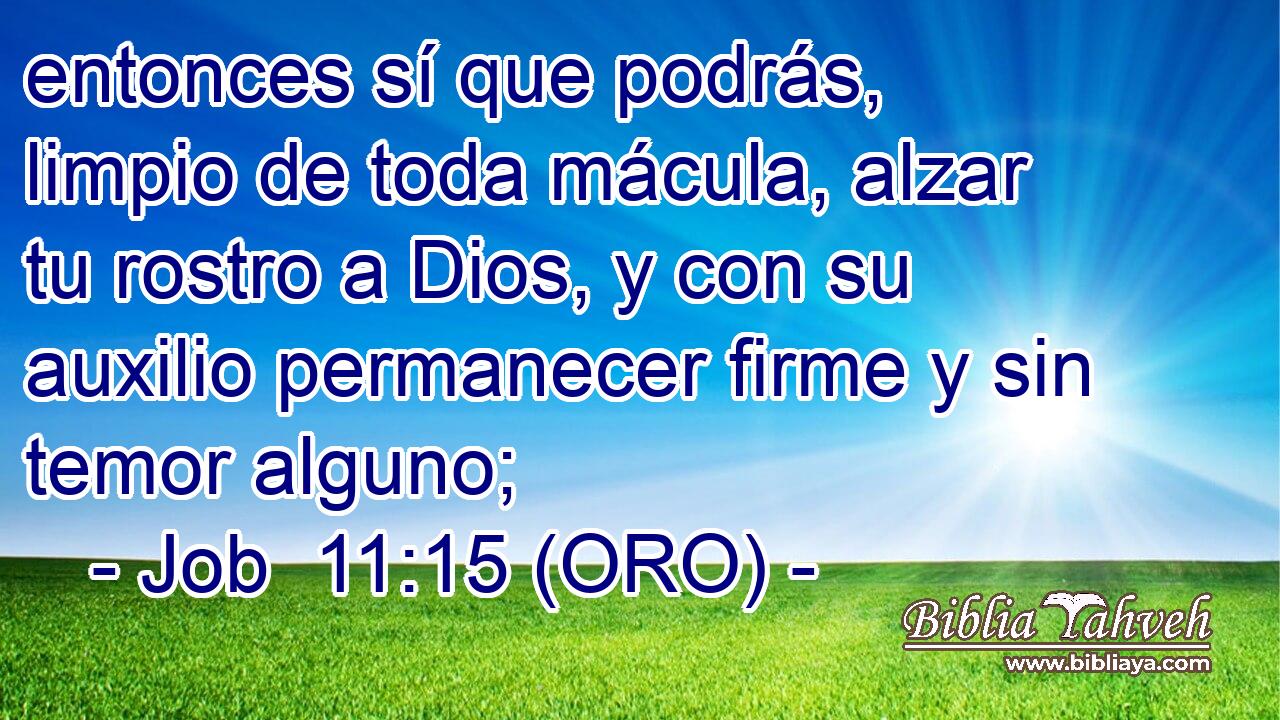  entonces sí que podrás, limpio de toda mácula, alzar tu rostro a Dios, y con su auxilio permanecer firme y sin temor alguno; 