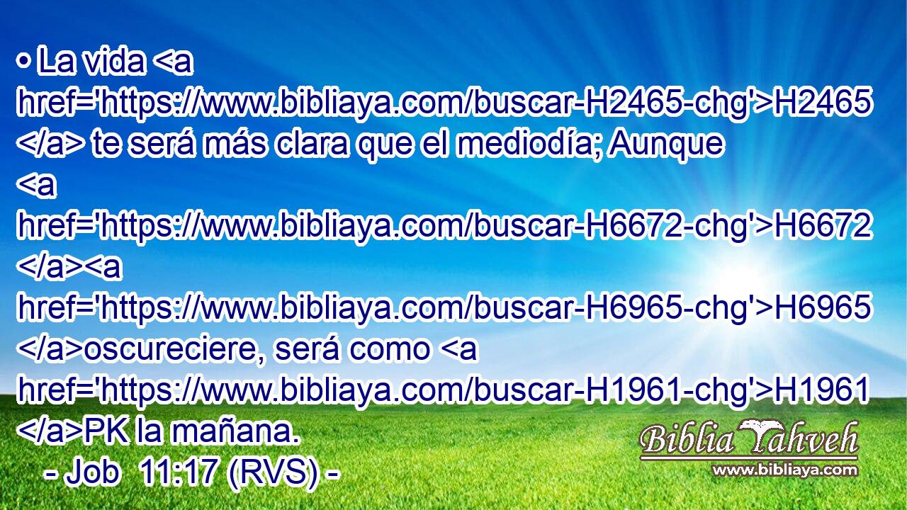 • La vida H2465  te será más clara que el mediodía; Aunque H6672 H6965 oscureciere, será como H1961 PK la mañana. 