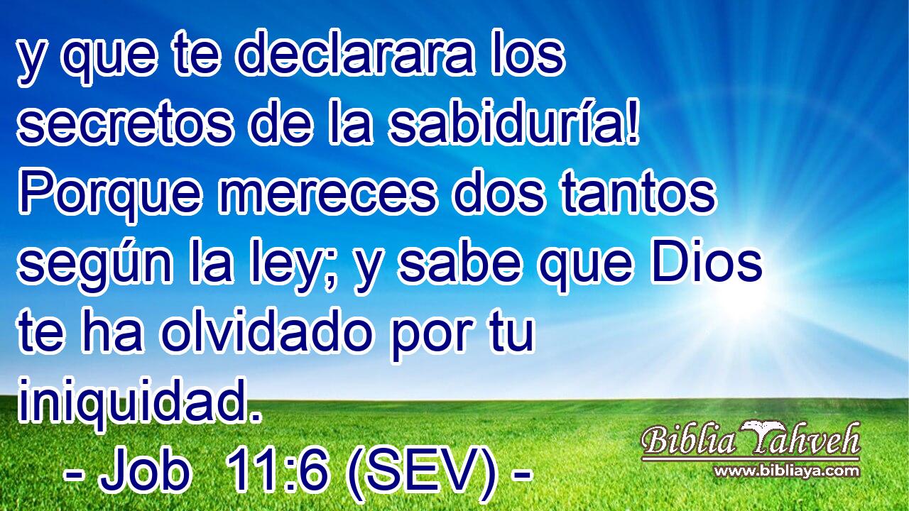 y que te declarara los secretos de la sabiduría! Porque mereces dos tantos según la ley; y sabe que Dios te ha olvidado por tu iniquidad.