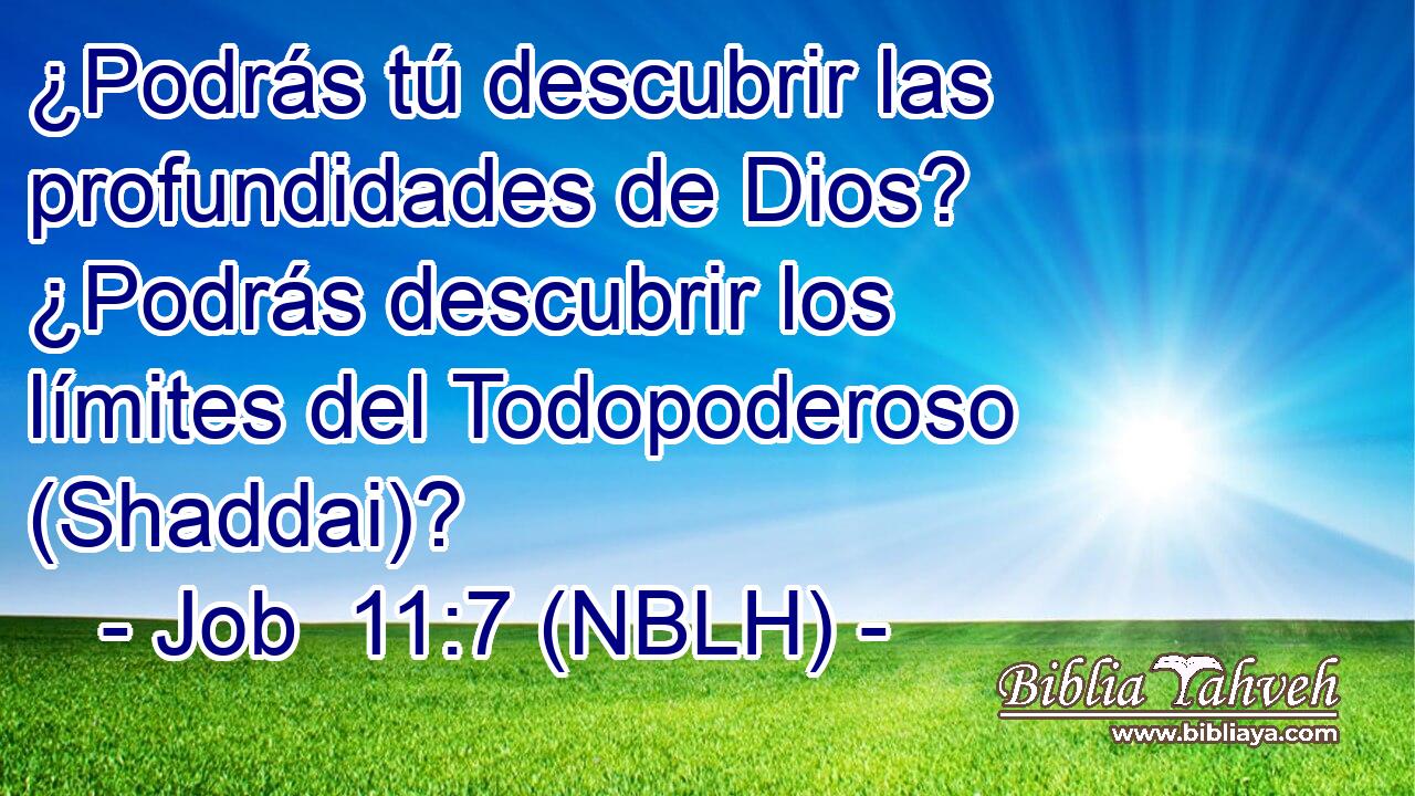  ¿Podrás tú descubrir las profundidades de Dios? ¿Podrás descubrir los límites del Todopoderoso (Shaddai)? 