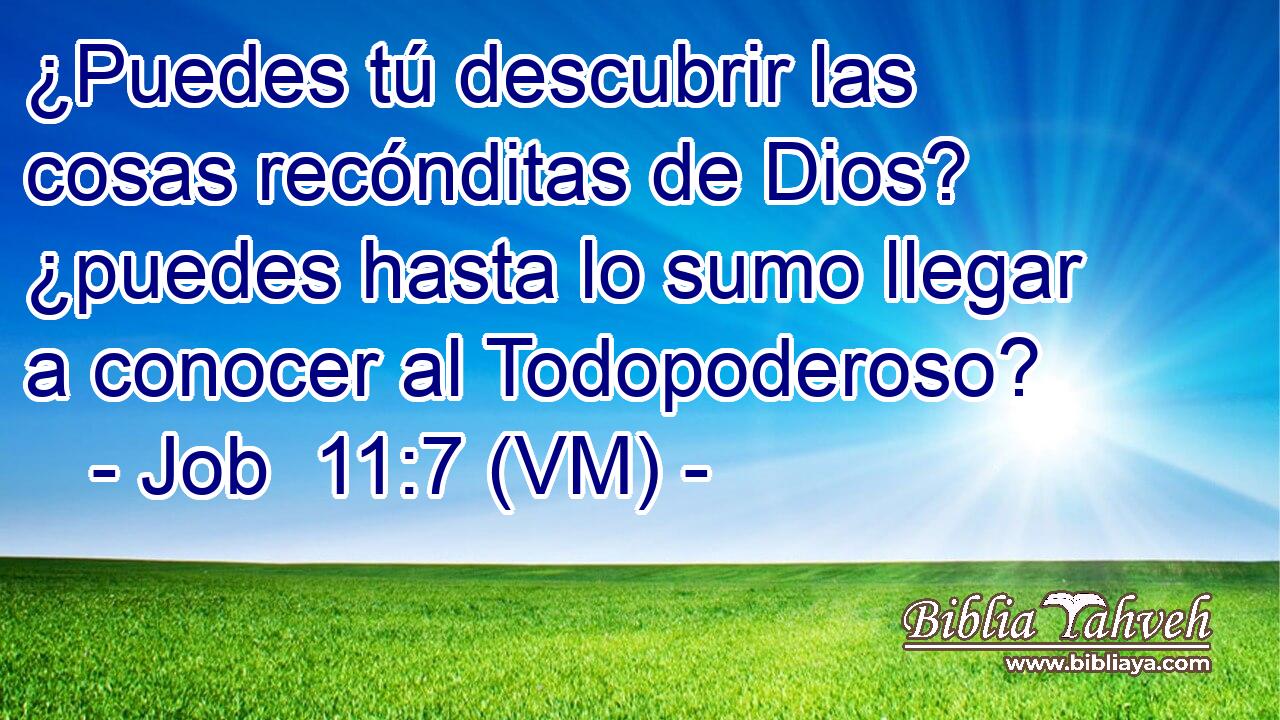  ¿Puedes tú descubrir las cosas recónditas de Dios? ¿puedes hasta lo sumo llegar a conocer al Todopoderoso? 