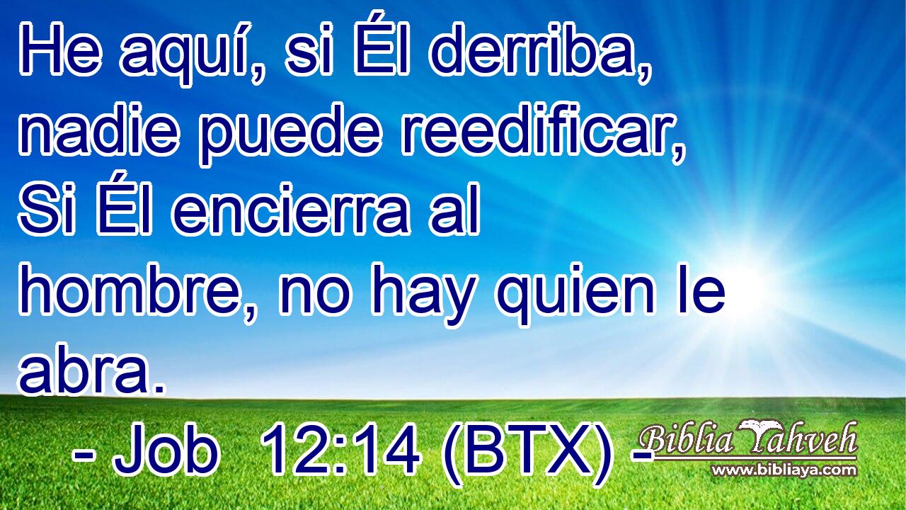 He aquí, si Él derriba, nadie puede reedificar, Si Él encierra al hombre, no hay quien le abra.
