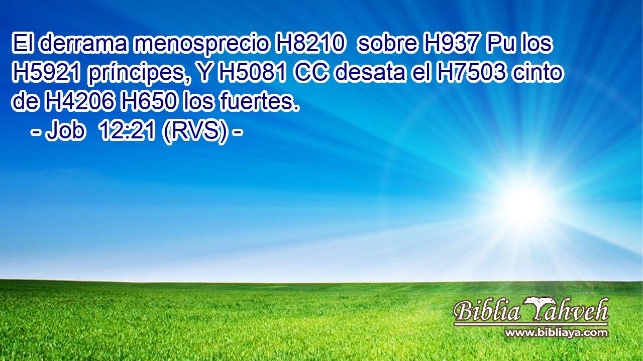 El derrama menosprecio H8210  sobre H937 Pu los H5921 príncipes, Y H5081 CC desata el H7503 cinto de H4206 H650 los fuertes. 