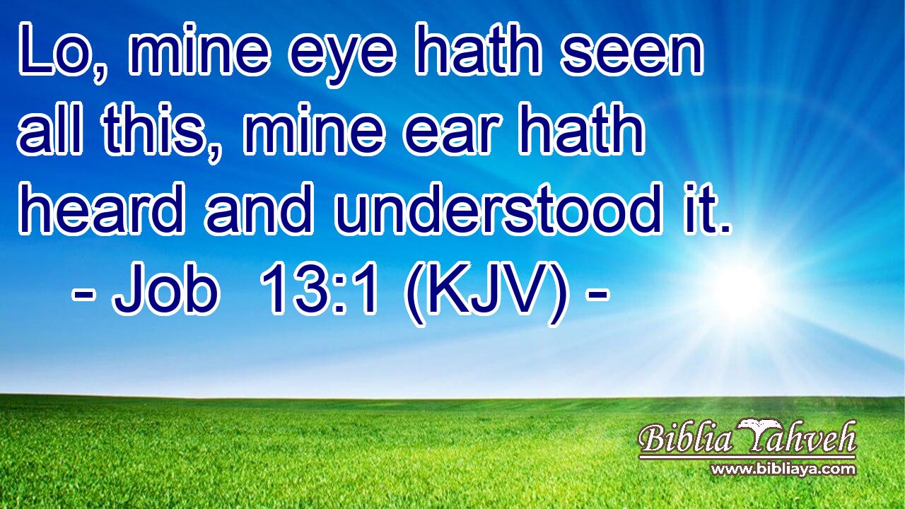 Lo, mine eye hath seen all this, mine ear hath heard and understood it.