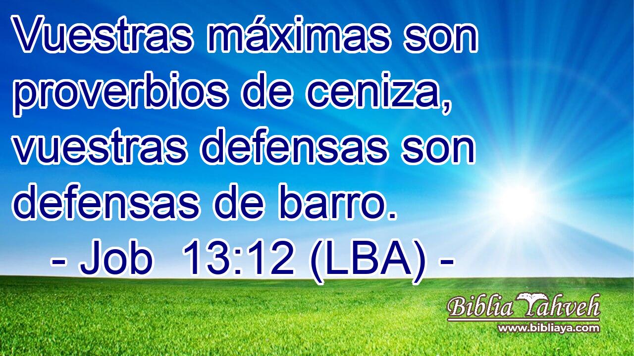 Vuestras máximas son proverbios de ceniza, vuestras defensas son defensas de barro.
