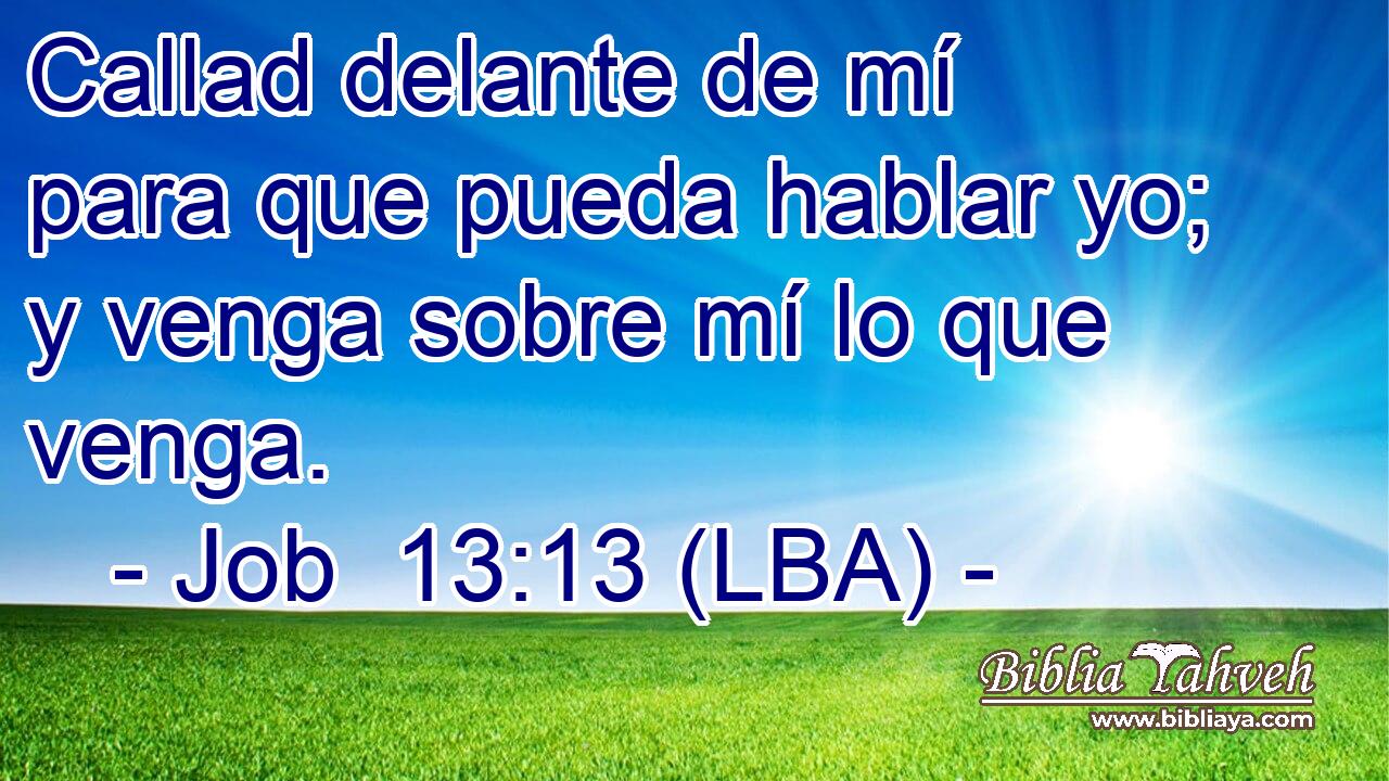 Callad delante de mí para que pueda hablar yo; y venga sobre mí lo que venga.