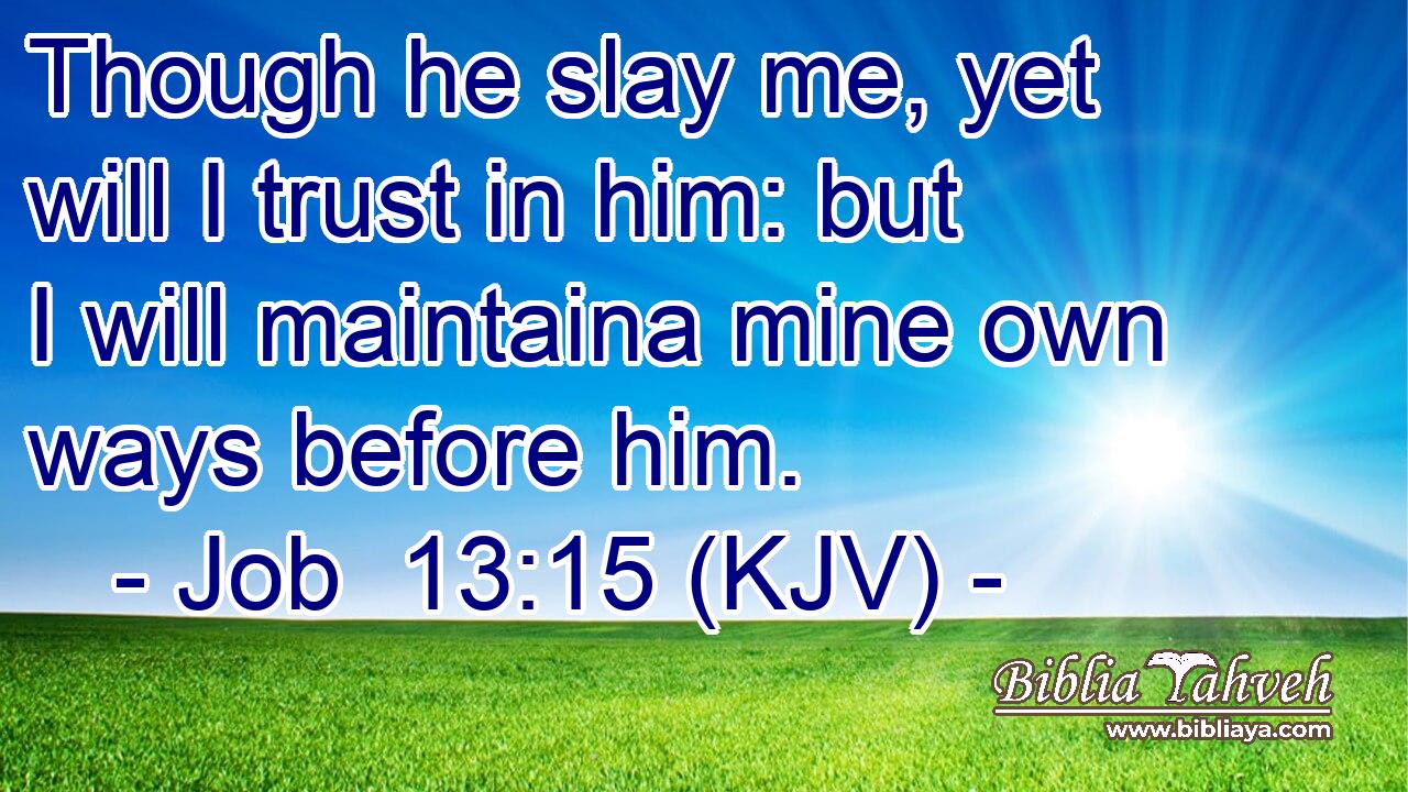 Though he slay me, yet will I trust in him: but I will maintaina mine own ways before him.