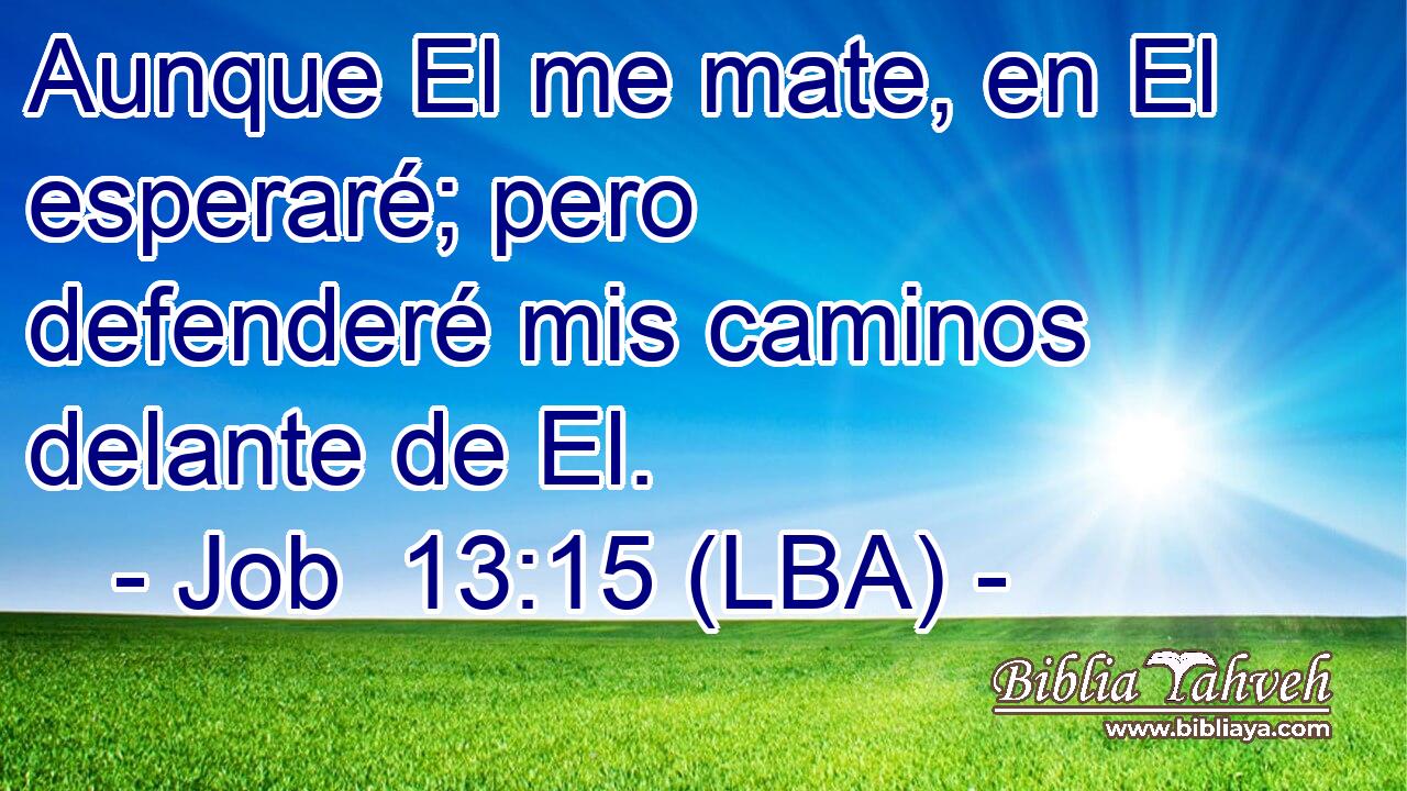 Aunque El me mate, en El esperaré; pero defenderé mis caminos delante de El.