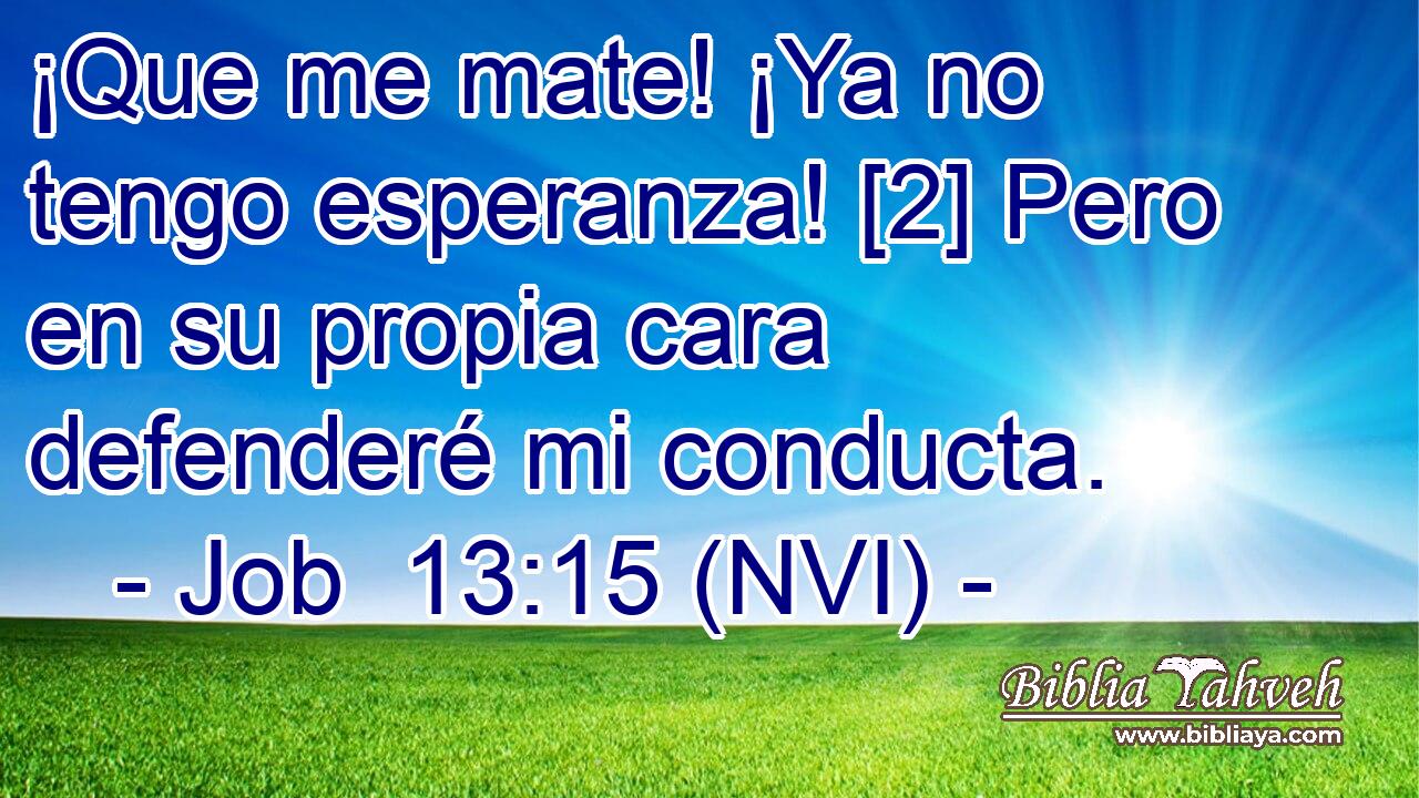  ¡Que me mate! ¡Ya no tengo esperanza! [2] Pero en su propia cara defenderé mi conducta. 