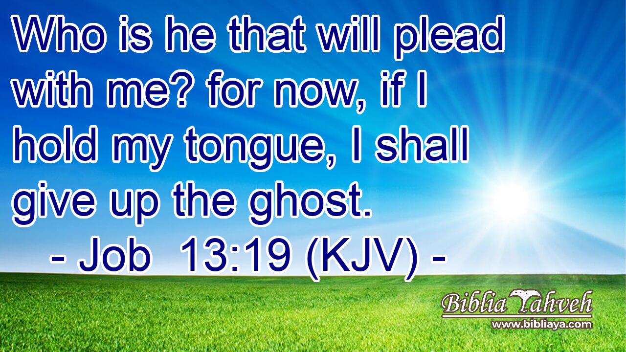 Who is he that will plead with me? for now, if I hold my tongue, I shall give up the ghost.
