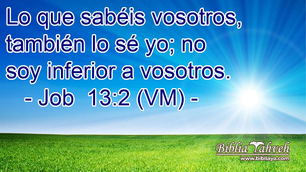  Lo que sabéis vosotros, también lo sé yo; no soy inferior a vosotros. 