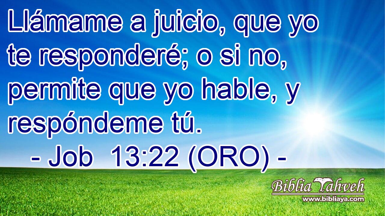  Llámame a juicio, que yo te responderé; o si no, permite que yo hable, y respóndeme tú. 