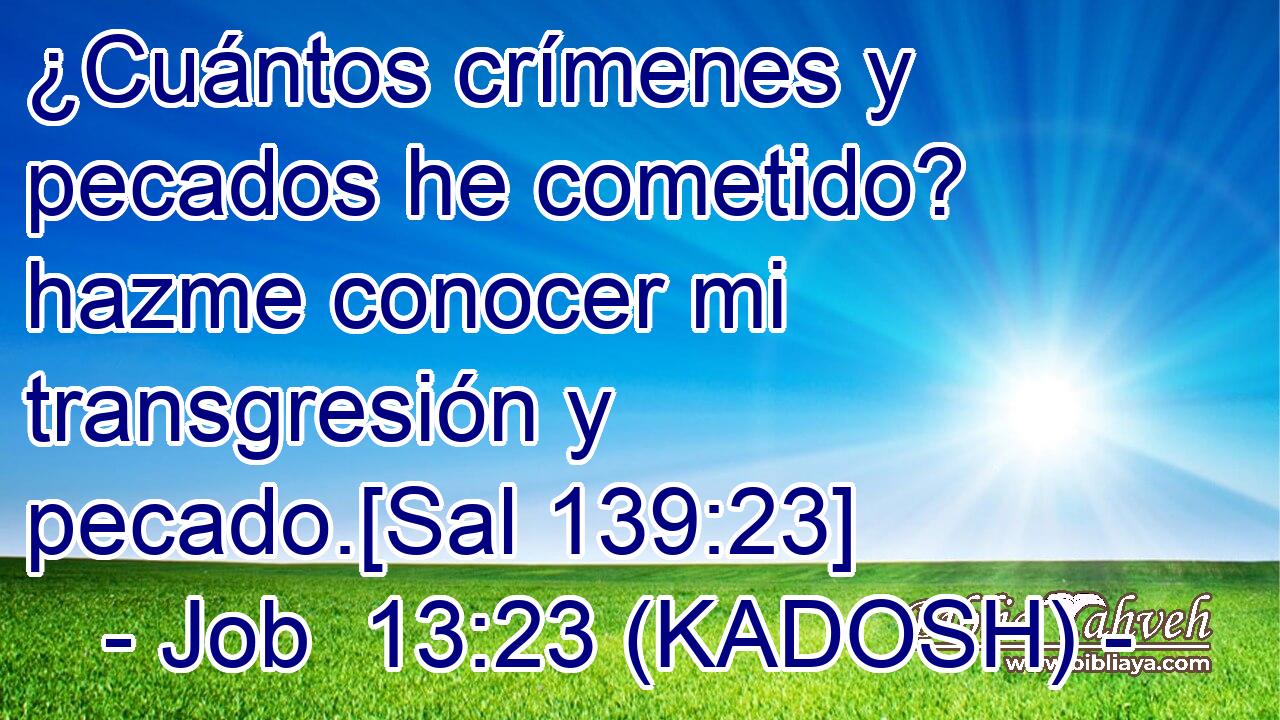  ¿Cuántos crímenes y pecados he cometido? hazme conocer mi transgresión y pecado.[Sal 139:23] 