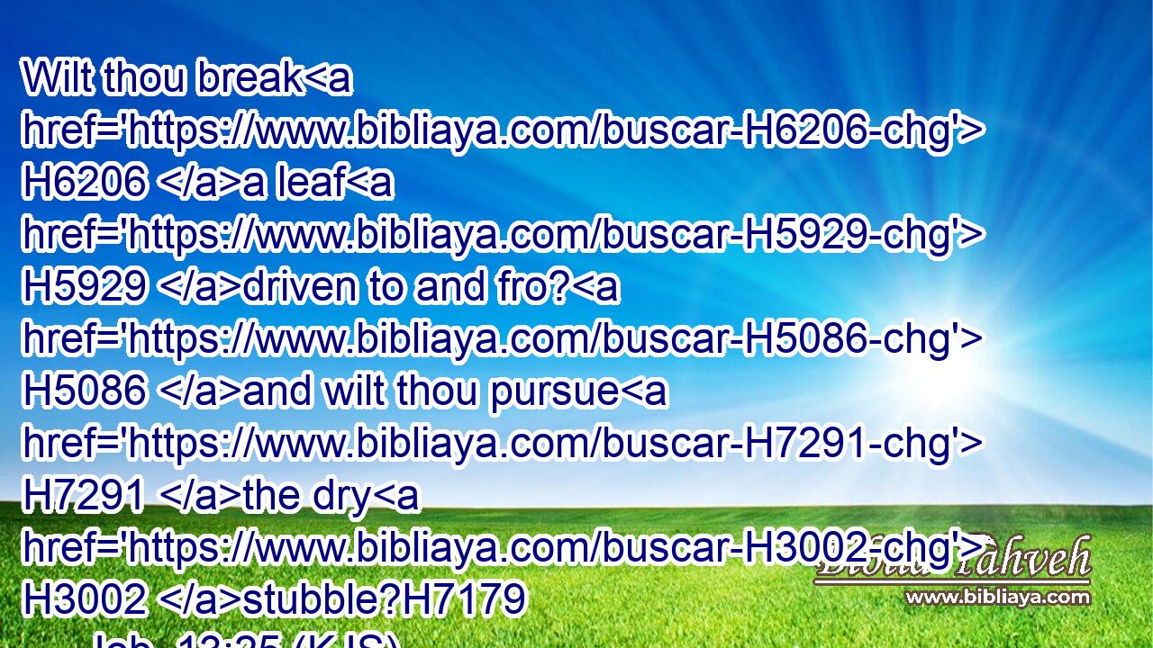 Wilt thou break H6206 a leaf H5929 driven to and fro? H5086 and wilt thou pursue H7291 the dry H3002 stubble?H7179