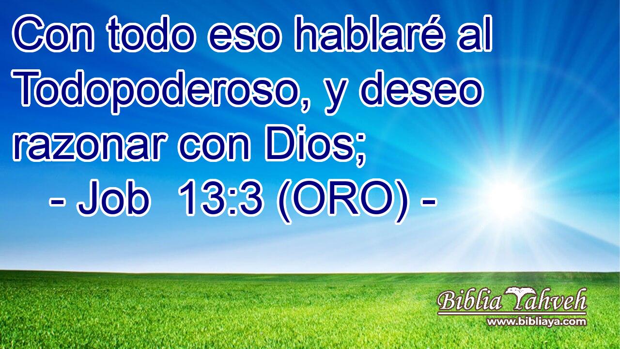  Con todo eso hablaré al Todopoderoso, y deseo razonar con Dios; 